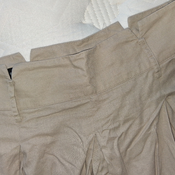 Zara A-Line Pleated Khaki Linen Skirt - Picture 2 of 6
